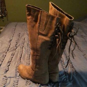 High calf leather boots